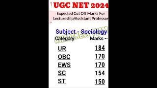 UGC NET 2024 SOCIOLOGY CUTOFF FOR JRFASSISTANT PROFESSOR jrf2024 assistantprofessorugcnet pgt [upl. by Breban]