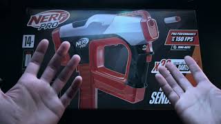 ASMR Nerf Pro Sender HalfLength Semi Automatic Dart Blaster UNBOXING [upl. by Areic337]