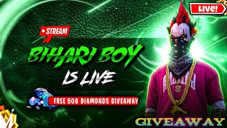 Free Fire Live l Giveaway Redeem Code Custom 😍😍 send friend request 😱😱 Bihari Is Live [upl. by Rugg]