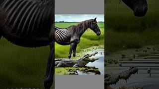 A man rescue a weak black horse horse crocodile [upl. by Adalia188]