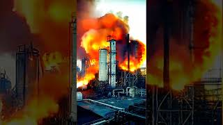 Oil refinery factory blasted 😲🤯 foryou trending trendingshorts [upl. by Sillihp]