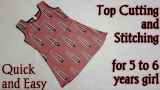 Top cutting and stitching for 5 to 6 years old girl  Simple quick and easy top stitching [upl. by Irahc]