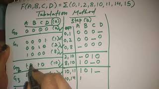 tabulation method in digital electronics in hindi  quine mccluskey method [upl. by Otecina]