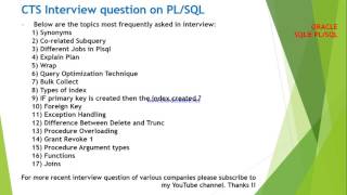 Cognizent interview questions on SQL and PLSQL [upl. by Philina]