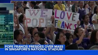 Pope Francis presides over mass in Singapores national stadium [upl. by Nalat610]