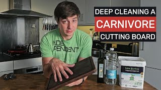 Deep cleaning the wooden cutting board of a part time raw carnivore carnivore cuttingboard [upl. by Oremoh67]