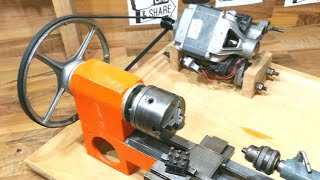 How to Make Homemade Metal Lathe Using Washing Machine Motor [upl. by Wassyngton]