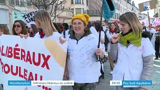 Les infirmiers libéraux manifestent à Pau pour alerter sur leurs conditions de travail [upl. by Trista706]