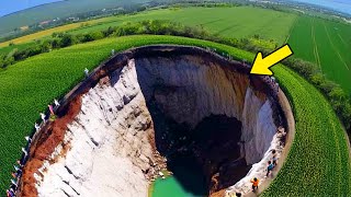 Giant Sinkhole Suddenly Appears On Farmers Land  Looking Inside He SCREAMS In Horror [upl. by Odrarebe890]