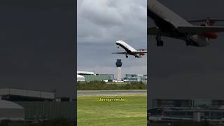 Loganair Embraer 145 takeoff from Manchester 25924 [upl. by Thorpe]