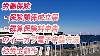 電子申請トレーニング＃3 労働保険保険関係成立届・概算保険料申告を電子申請でやってみた！【イーガブ（ｅ－Ｇｏｖ）電子申請】 [upl. by Fernyak]