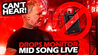 JAMES HETFIELD ACCIDENTALLY DROPS HIS AUDIO MONITOR MID SONG LIVE 2024 METALLICA [upl. by Nealy574]