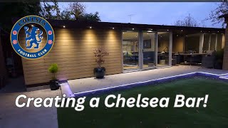 Garden Room Bar for a Chelsea fan Games Room full build [upl. by Lani331]