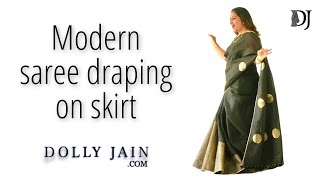 Modern saree draping on skirt  Dolly Jain saree draping styles [upl. by Neenaej525]