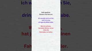 Brief an die Hausverwaltung Problem mit dem Fahrradkeller B1 Brief schreiben germanlanguage [upl. by Deana]