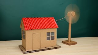 How to make mini Wind Turbine model from Cardboard  Electric wind generator  school project [upl. by Peace]