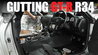 Crank Motorsport Full Interior Swap  R34 GTR  Plus Alcantara headliner Part 1 [upl. by Schaaff]