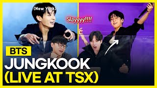 BTS Jung Kook Live at TSX Times Square KOREAN REACTION 😮😱 [upl. by Roel]