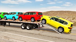 Flatbed Truck Mcqueen  Transportation with Truck  Pothole vs Car 208  BeamNGDrive [upl. by Scholz]