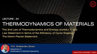 Lecture 34 The 2nd Law of Thermodynamics and Entropy contd [upl. by Adaval450]