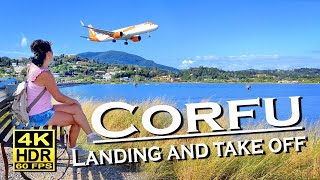 Landing and take off at Corfu International Airport in 4K 60fps HDR 💖 Best places 👀 Great experience [upl. by Erised823]