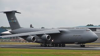 TRUMP UK VISIT 2 US Air Force C5M Super Galaxys AWESOME Landings amp Takeoffs Prestwick Airport [upl. by Semaj]