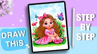 Draw a Doll  Procreate Tutorial  Step By Step [upl. by Odelet]