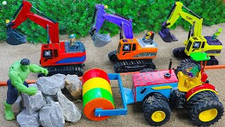 Diy tractor mini Bulldozer to making concrete road  Construction Vehicles Road Roller 118 [upl. by Noet]