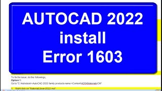 Autocad 2022 error 1603 fix  install failed 2021 [upl. by Doowyah682]