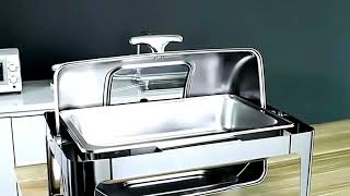 Chafing Dish Buffet Set Electric Food Warmer Stainless Steel Square Catering Equipment Commercial [upl. by Ames]