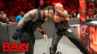 Roman Reigns vs Luke Gallows amp Karl Anderson  2on1 Handicap Match Raw Feb 20 2017 [upl. by Uund428]