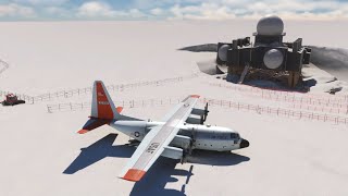 MSFS C130 Landing at DYE3 Sob StoryIce Core Ice Station Greenland [upl. by Hays]