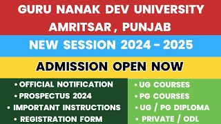 GNDU University Amritsar New Session 2024  2025 Admission Open Now  UG Courses  PG Courses [upl. by Richarda]