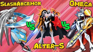 Slash Angemon Vs Alters Vs Omegamon  Digimon Masters Online [upl. by Tnomad]