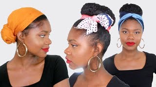 5 TUTO COIFFURE AVEC FOULARD sur cheveux afro  crépus pour cet été [upl. by Pettit767]