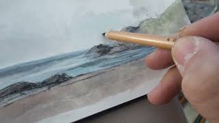 A quick sketch during a windy day at the Seaside watercolor  The Life of a painter Juan Bosco EP42 [upl. by Cassilda26]