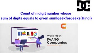 Count of n digit numbers whose sum of digits equals to given sumgeekforgeeksDPHindi [upl. by Nirraj]