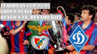 European Cup 9192  Group Stage  Benfica vs Dynamo Kiev [upl. by Ruhtracam]