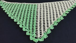 Crochet Shawl New Design  Crochet Triangle shawl for beginners  ONE ROW REPEAT [upl. by Tohcnarf]