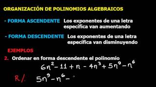 Organización de Polinomios Algebraicos en forma Ascendente y Descendente [upl. by Shantha]