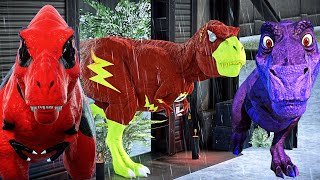 Flash TRex Vs Deadpool TRex Vs Chomper  Jurassic World Evolution [upl. by Erlandson]