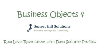 Business Objects 4x Information Design Tool  Row Level Restrictions using Data Security Profiles [upl. by Lorelie890]