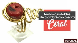 Como Hacer Anillos Ajustables De Alambre Con Piedra Coral DIY [upl. by Aniarrol229]