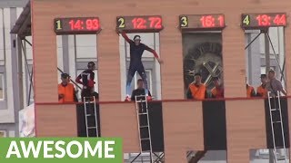 Fastest fireman competition showcases unbelievable speed [upl. by Yeslehc]