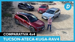 Comparativa SUV 4x4 al límite SEAT Ateca Ford Kuga Toyota RAV4 Hyundai Tucson 2021  Diariomotor [upl. by Shaine84]