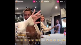 Justin Bieber being shy amp Hailey Baldwin Bieber on Instagram Live Stream being cute  April 2 2019 [upl. by Etnoval]