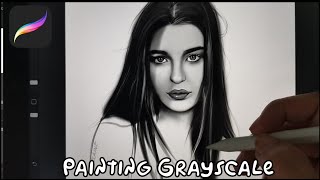 Grayscale Digital Art Portrait timelapse SHORTS [upl. by Veejar377]