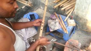 How to make a Bamboo Flute Bamboo Flute Making MAKING OF INDIAN BAMBOO FLUTE [upl. by Mensch]