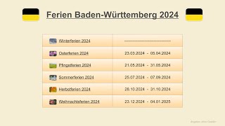 Ferien Baden Württemberg 2024 [upl. by Raffarty]