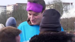 Thomas takes on blindfolded running challenge [upl. by Ybloc]